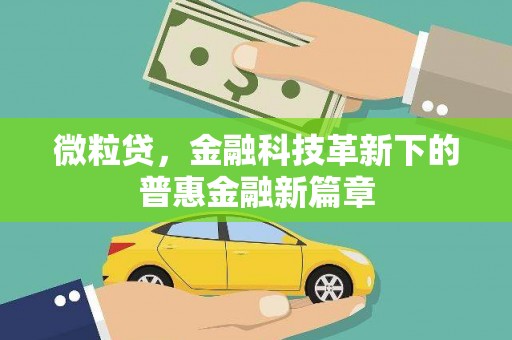 宝安微粒贷，金融科技革新下的普惠金融新篇章